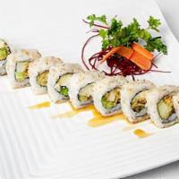 Bonsai Roll · Tempura vegetables with sweet sauce and sesame seeds.