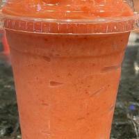 # 2 Strawberry Mango Smoothies · STRAWBERRIES, MANGOES, APPLE PINEAPPLE JUICE BLEND [235-535 CAL]