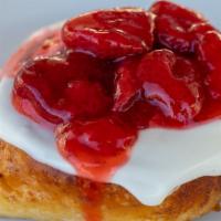 Strawberry · Enjoy A Homemade Classic Golden Brown Buttery, Sweet And Fluffy Sweet Roll. Topped With Gran...