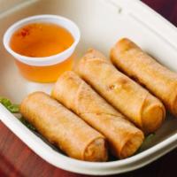 Fried Spring Roll (4) · Lightly crisp spring rolls stuffed with glass noodles, cabbages, carrots, onions, and mushro...