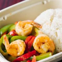 Panang Curry (Gang Panang) · Spicy. Panang curry with bell peppers and kaffir lime leaves in coconut milk.  Add shrimp fo...