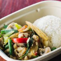 Thai 2 Go Curry (Gang Pah) · Spicy. House curry with mushrooms, bamboo shoots, bell peppers, baby corn, string beans, and...