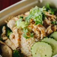 Garlic Chicken · Sliced chicken breast stir fried with freshly chopped garlic and black peppers on top of ste...