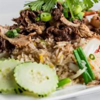 Ocha Fried Rice · Thai fried rice topped with combination of chicken, beef, shrimp stir fried.