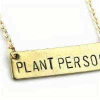 Plant Person - Stamped Bar Necklace · This raw brass necklace is hand stamped and the bar measures just under 1/2