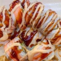 New York Roll🌶 · Shrimp tempura roll with crabmeat on top.