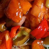 Sweet & Sour · Pineapple, red bell pepper, onions, tomato, sweet and sour sauce.
