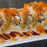Dynamite Roll  · Scallop,salmon, cream cheese, and avocado Topped with spicy crab meat, spicy mayonnaise, eel...