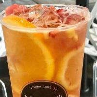 Fresh Fruit Tea · Mixed of fruit flavors included fresh watermelon, mango, strawberry and slices of orange, le...