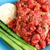 Doctor Gale'S Meatloaf · 3/4lb lean ground beef and pork sausage, seasoned with fennel and Italian spices. Topped wit...