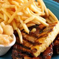 Hawaiian Pork Chops · 3 grilled 4oz center-cut pork chops that have been marinated for 24 hours in a ginger, soy, ...