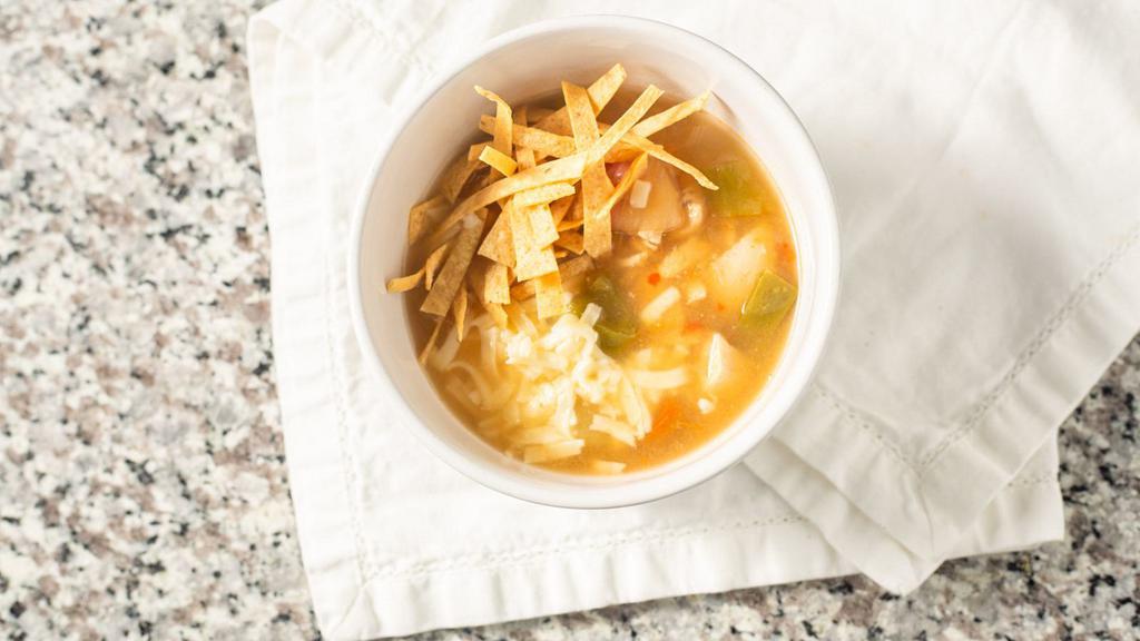 Mama’S Tortilla Soup · Filled with chunks of chicken, vegetables, and jack cheese.