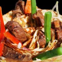 Angus Short Ribs · Angus short ribs chopped iceberg lettuce, julienned carrots red onions red peppers crunchy s...