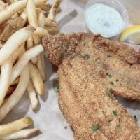 Catfish Platter · 2 river fried catfish. fresh breaded. fries and hushpuppies