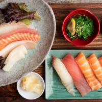 Nigiri & Sashimi Combo · Tuna, salmon, red snapper, escolar, & hamachi.