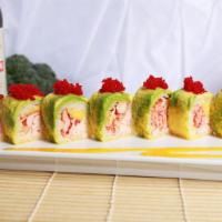 Sea Thorn Roses Rolls · In snow crab meat, fresh mango, boiled lobster out yellow soy paper, slice fresh avocado on ...