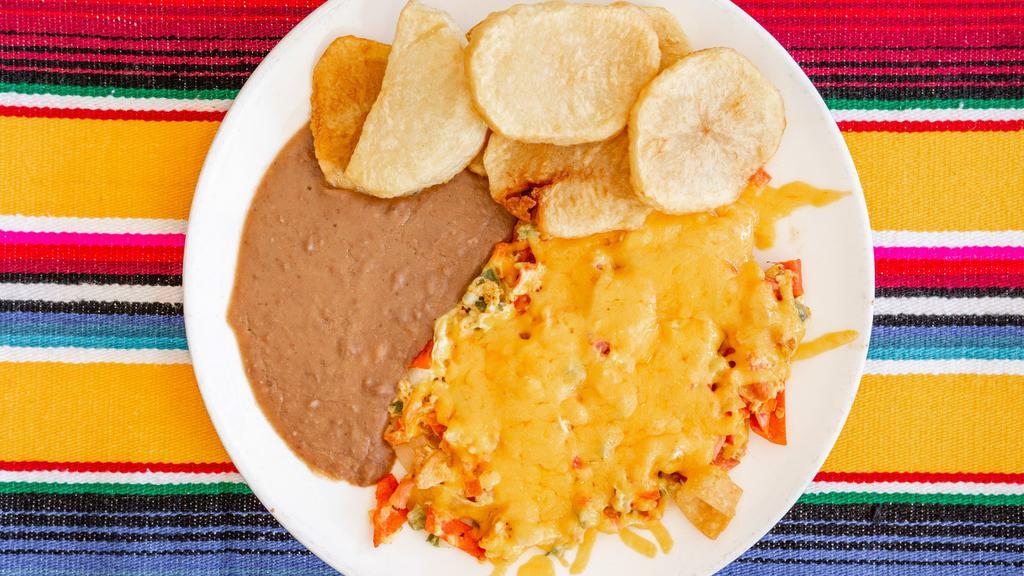 Chilaquiles · With beans and potatoes.