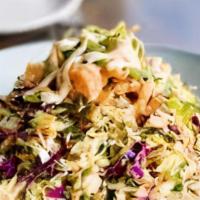Asian Salad · Contains nuts. 479 cal. Napa cabbage cilantro slaw, fried wonton strips, and peanut soy vina...