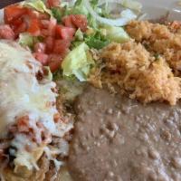 Chile Relleno Plate · Poblano peppers stuffed with your choice of cheese or picadillo topped with white Monterey c...