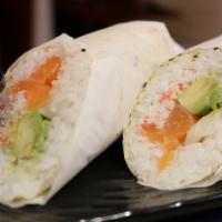 Sushi Burrito · Assorted fish, avocado, and rice wrapped in soy paper served with special sauce