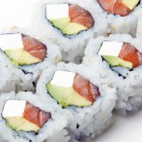 Philadelphia Roll · Raw. (IN - Smoked salmon, cream cheese, and avocado) , 
(Out - Rice outside)

Consuming raw ...