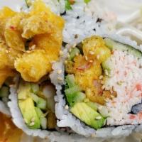 Louisiana Roll · (IN - Deep fried crawfish, crabmeat, avocado, cucumber) , 
(Out - Fried potato noodles botto...