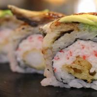 Dragonfly Roll · (IN - Shrimp   Tempura  , crab  meat, cucumber) , 
(Out - Baked eel, avocado, and eel sauce ...