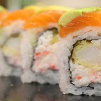 Tango Roll · Raw. (IN - Shrimp tempura, crabmeat, cucumber) , 
(Out  - Salmon, avocado and 4 sauces on to...