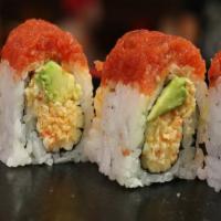 Red Dragon Roll · Spicy. (IN - Spicy crabmeat, avocado, cucumber) ,  
(Out - Spicy tuna w/ chef's special sauc...