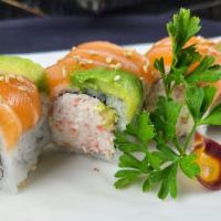 ^ Alaskan Roll · Raw. (IN - Crabmeat, avocado) , 
(Out - Salmon and avocado on top)

Consuming raw or underco...