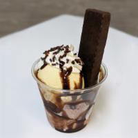 Dark Chocolate Sundae · Premium Dark chocolate wafer, Vanilla and Chocolate Ice Cream with chocolate syrup, whip cre...