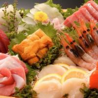 Sashimi (5Pcs) · Tuna, PEPPERCORN TUNA, Salmon, SMOKED SALMON, YellowTail, Escolar, Eel, Masago roe or Flying...