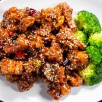Sesame Chicken · Deep fried chunks of homeless chicken sauteed in the special hot sauce.