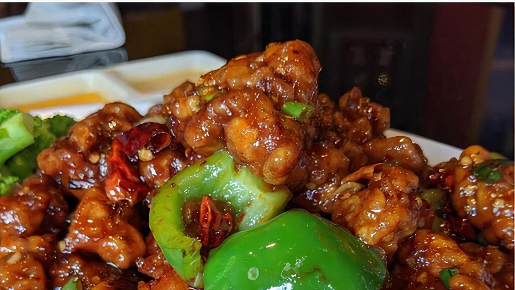 General Tso'S Chicken · Deep fried chunks of boneless chicken sauteed in the chef's special hot sauce.