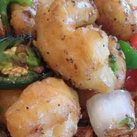 Salt & Pepper Shrimp · Deep fried shrimp sauteed with salt, pepper and jalapenos.