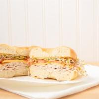 Turkey Time · Turkey, muenster, sprouts, tomato and honey mustard.