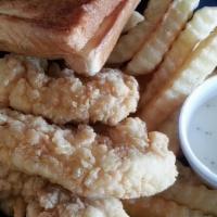 Chicken Strip Basket (3 Pieces) · Comes with regular fries, toast, and gravy.