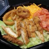 Crispy Chicken Salad · Choice of ranch, fat-free ranch, Italian, and honey mustard dressing.