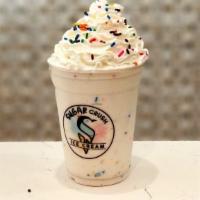 Rainbow Crunch Milkshake · Vanilla ice cream, fruity pebbles, M&M's, sprinkles.