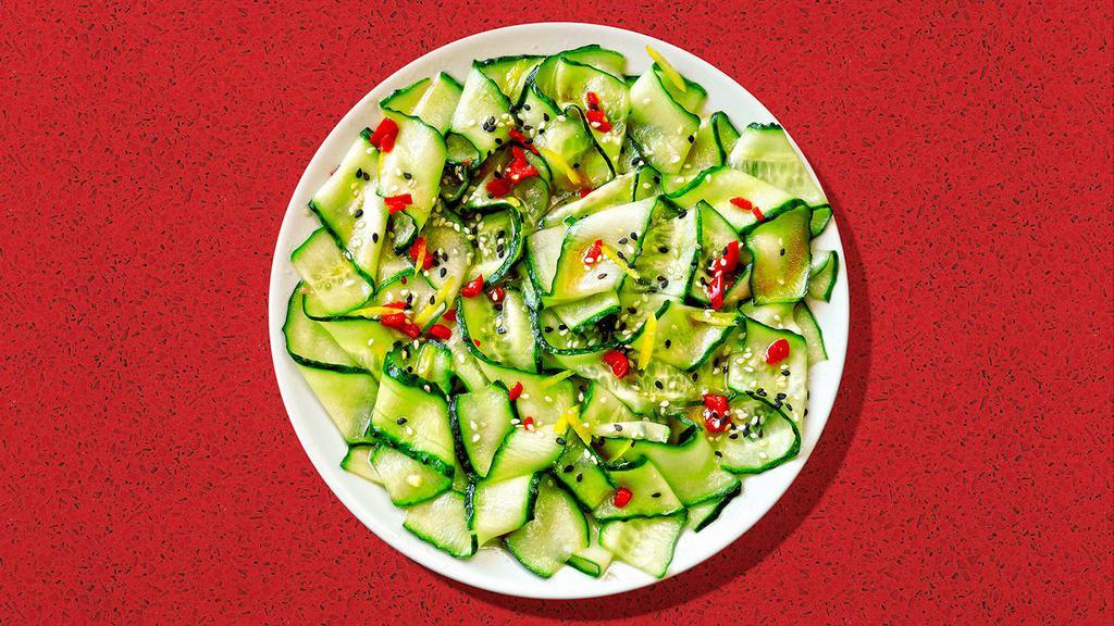 Cucumber Salad · Sliced cucumber with soy sauce and rice vinegar.
