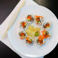 Ohana Roll · Cooked, spicy. Shrimp tempura, cream cheese, avocado, topped with imitation crab.