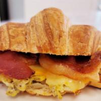 Egg And Bacon Sandwich · Ingredients : Egg, Cheese, and Bacon 
Add: sauce, lettuce, tomato

On choice of bread : Croi...