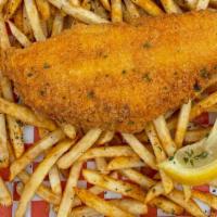Kidz Fried Fish (1) · served with fries