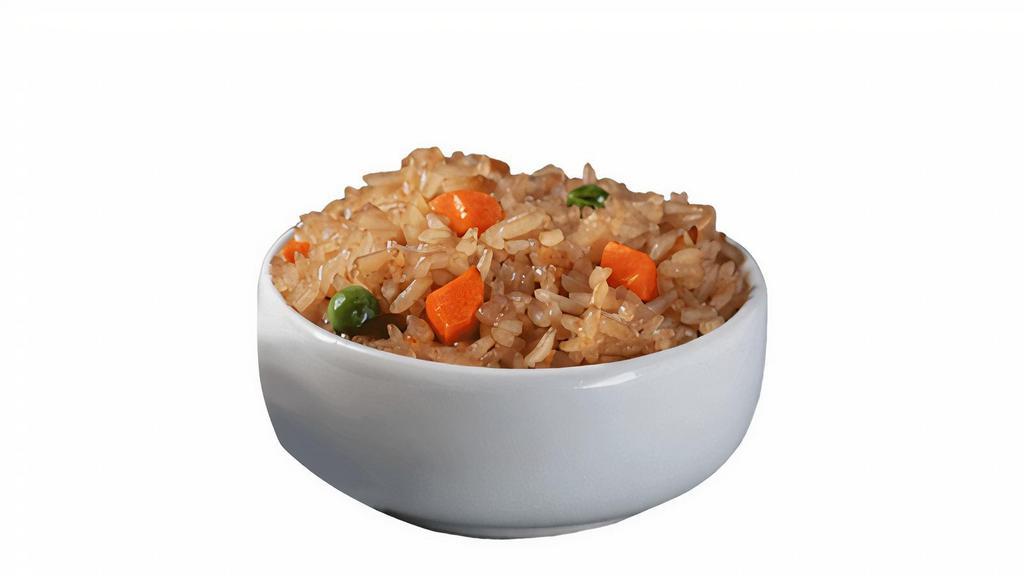 Side Plain Fried Rice · Plain rice offered as white (steam) or fried. Fried rice includes peas and carrots. Available in small or large.