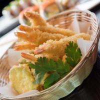 Shrimp Tempura(App) · Three pieces lightly battered fried shrimp served with tempura sauce.