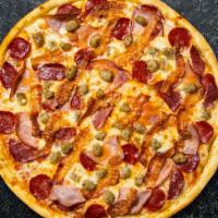 Meat Lovers Pizza · Thin crust with double meat & double cheese on a hand tossed dough.
