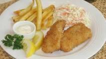2 Fried Fish Fillets · With shrimp served with two sides and roll.