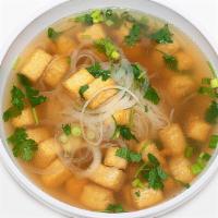 Fried Tofu Soup · Vietnamese beef broth (can be substituted for veggie broth ) with pho, square cut fried tofu...
