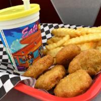 Nugget Kiddo Meal · Breaded or battered crispy chicken. Comes with fries and drink.
