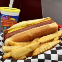 Hot Dog Kiddo Meal · Sausage served on a bun. Comes with fries and drink.